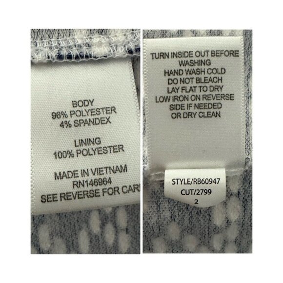 Signature by Robbie Bee Dress Blue White Textured Print Bell Sleeves Womens XL - Picture 7 of 8